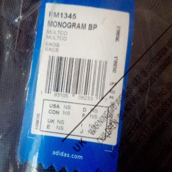 Adidas Black & Blue Monogram Laptop Backpack Book Bag Padded Adjustable Straps - Picture 4 of 12